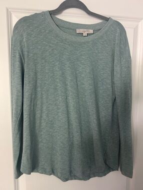 LOFT Seafoam Green Lightweight Long Sleeve Shirt Tee Women Medium Casual